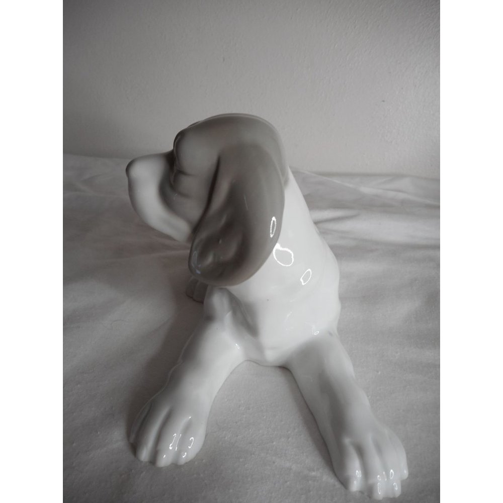 Vintage Lot of 2 KPM German Porcelain dog puppy figurines Grey White Estate Find - Picture 7 of 12